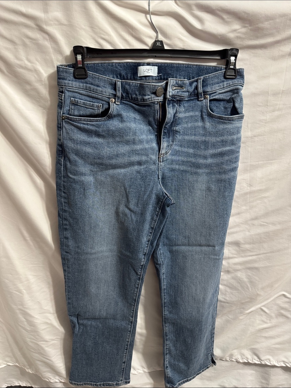 LOFT Medium Blue Cropped Straight Jeans